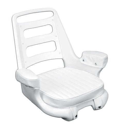 Moeller Heavy Duty Extra-Wide Ladder Back Boat Helm Seat, Cushion, and Mounting Plate Set (24.5