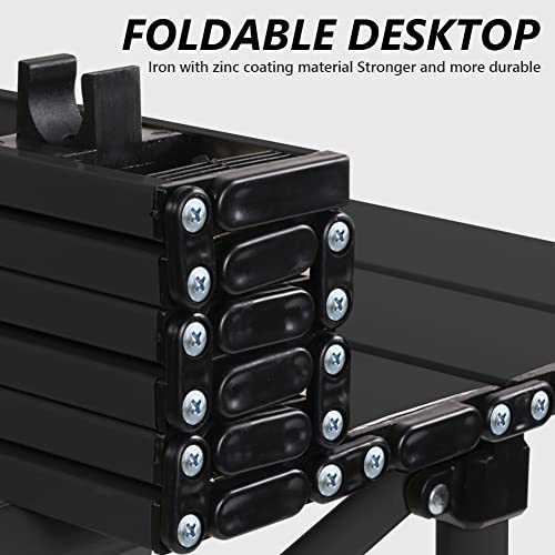 Amj Camping Folding Table & 2 Chairs Set, Collapsible Portable Table With 2 Seats, Good For Outdoor, Grill, Picnic, Beaches, Party, Fishing, Rv Travel Etc. (Black, 3-Piece Set) #TOP5