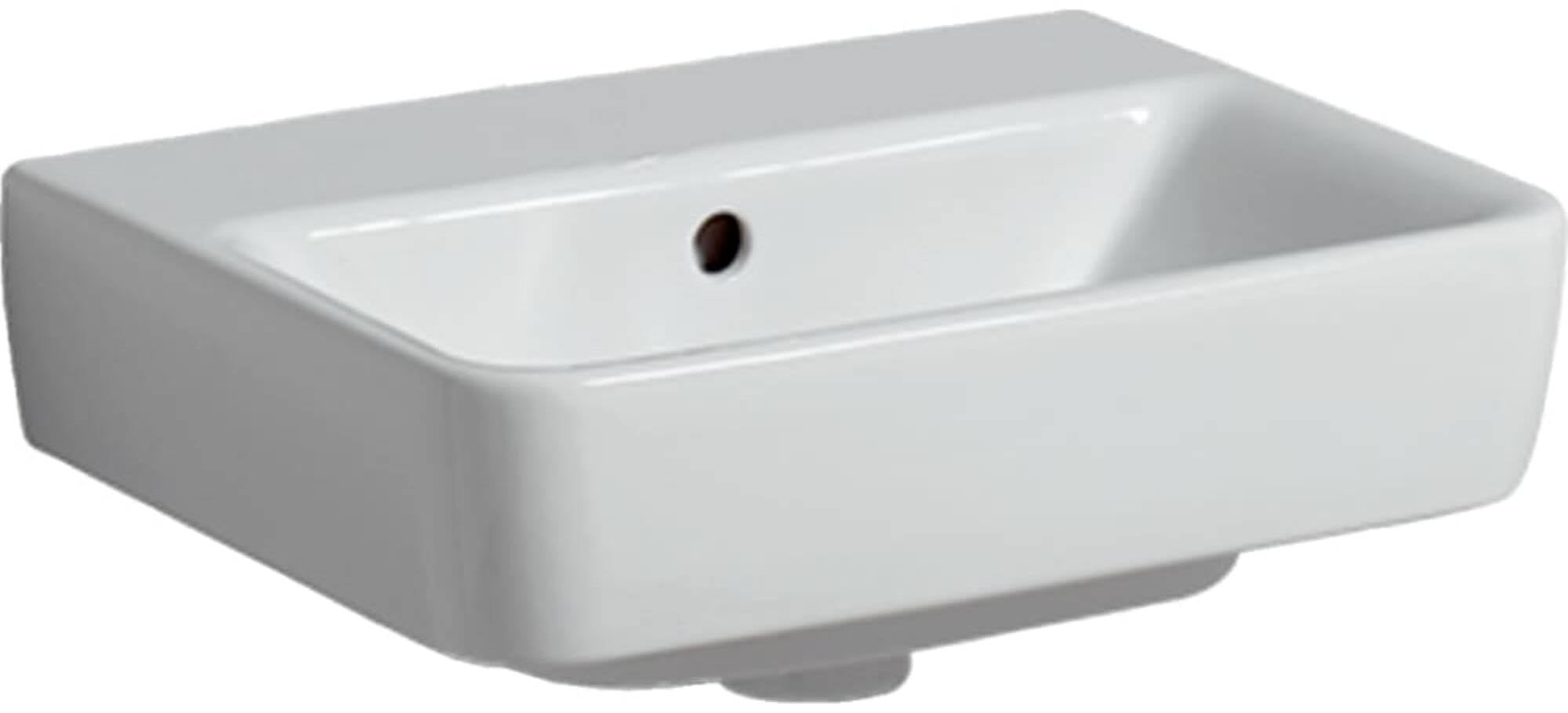 Geberit Renova Plan, Handwaschbecken, 45x34 cm, ohne Hahnloch, mit Überlauf, 501626, 501.626.00.1, Farbe: Weiß
