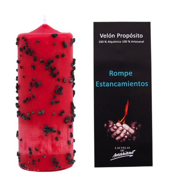 Vela Rompe Estancamientos Ritualizada – Vela Roja Esotérica para Desbloqueo Energético y Avance Personal – Ideal para Proyectos, Amor y Dinero – Con Hierbas y Oración – Las Velas de Mariano