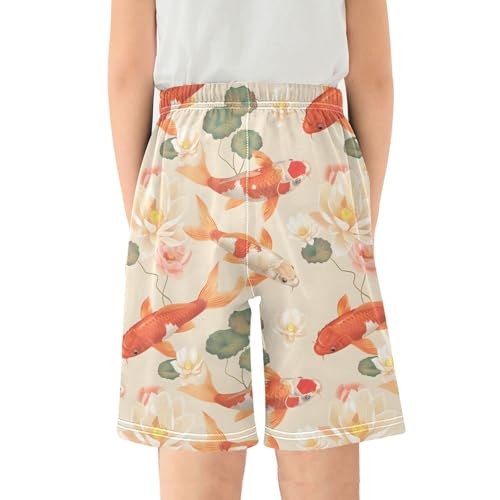ALAZA Fish Water Lily Blossom Pajama Shorts Sleep Shorts Pant Lounge Pajama Bottoms Elastic Waist with Pockets2