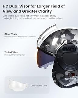 ILM Vintage Full Face Modular Motorcycle Helmet for Adults Men ATV UTV Snowmobile with 180° Reversible Chin Guard DOT Model-B707(Camouflage, M)