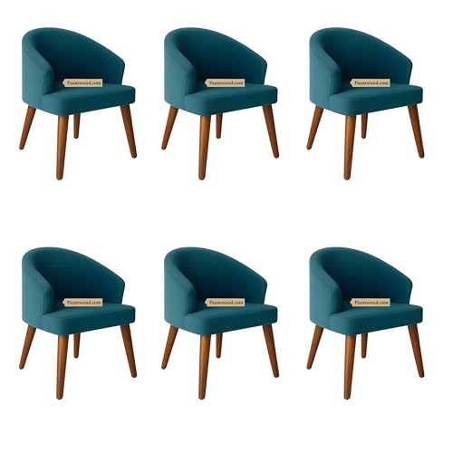 Image of Upholstery Barrel Arm Chair with Soft Serenity Suede Fabric for Dining Room, Living Room, Bedroom, Cafe, or Restaurant with Comfortable & Stylish | Sea Blue Set of 6