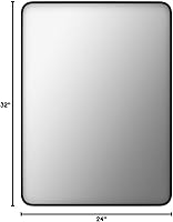 Vista 7 de LOAAO - Espejo de tocador para baño con marco de metal negro mate de 24 x 32 pulgadas para pared, rústico, rectangular, grande, redondeado