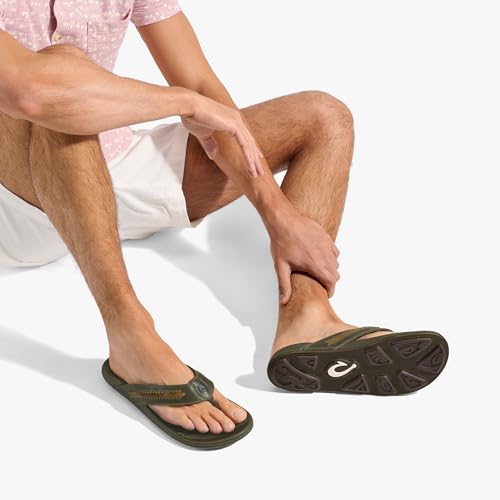 Image of OluKai Mea Ola Mano Men's Leather Sandals, Hand-Woven Hawaiian Strap