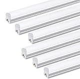 6-Pack HouLight Corded LED T5 Integrated Light Fixture, Super Bright Daylight White(6500K), 4-Foot, 2200 Lumens, 18W, Built-in ON/Off Switch, for Under Cabinet Light, Ceiling Light, and Shop Light