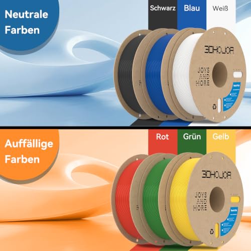 Image of 3DHoJor Basic PLA Filament 6KG Bundle 1.75mm PLA 3D Printer Filament, 6 Pack 1kg(2.2lbs) Cardboard Spool, Dimensional Accuracy + /- 0.03mm, Fit Most FDM Printer (Black+White+Red+Blue+Green+Yellow)