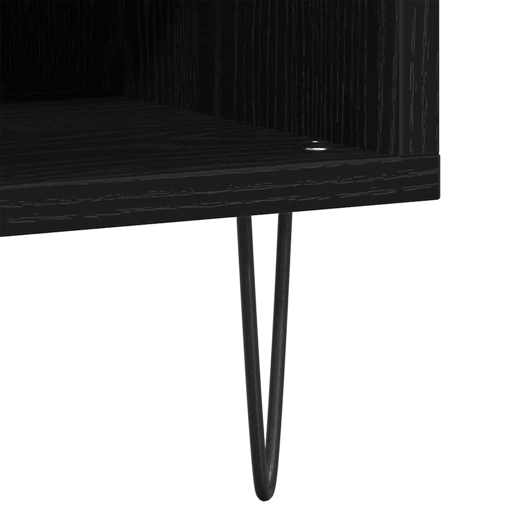 Armadio per dischi in vinile, colore nero, effetto rovere, 85 x 38 x 48 cm, con ripiani, per collezione LP e accessori per ufficio, credenza moderna, in legno