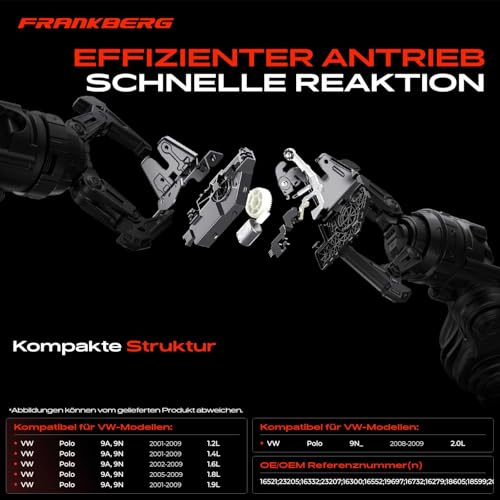 Frankberg 1x Türschloss Stellmotor Fahrzeugheckklappe Kompatibel mit Polo 9N Schrägheck 2001-2009 Replace# 6Q6827505E