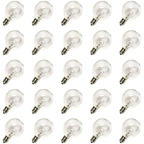 Couah Clear Globe G40 Replacement Bulbs,5 Watts String Light Bulbs Replacement- Fits E12 and C7 Sockets, 50 Pack Cover