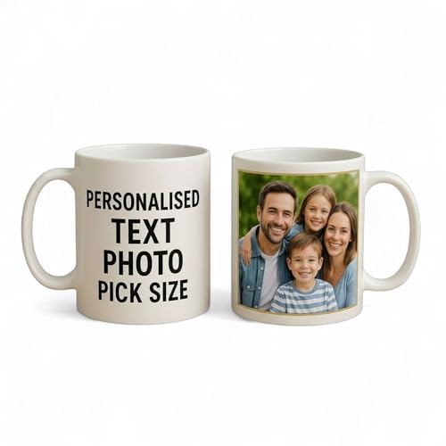With Your Touch Personalised Mug Custom Cup Size and Style - Photo Text Logo Image - Personalised Gift for Dad Mother Love Christmas Birthday Anniversary Graduation (Photo and Text, Standard)
