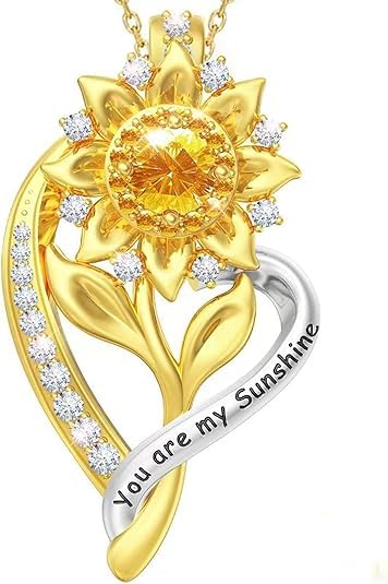 18k Gold Plated Sunflower Necklaces for Women Gifts Birthday Anniverdsary Gifts for Wife Girlfriend, Sunflower Jewelry for Women Mom Daughter Sister Friend