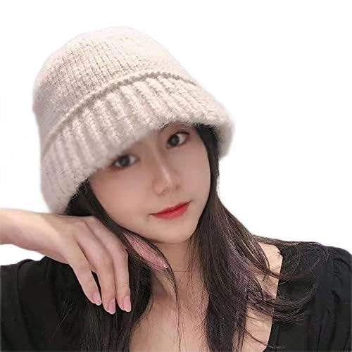Czapki damskie zimowe jesienne czapki typu beanie kapelusz bucket damski miękki outdoor solidny dzianinowy