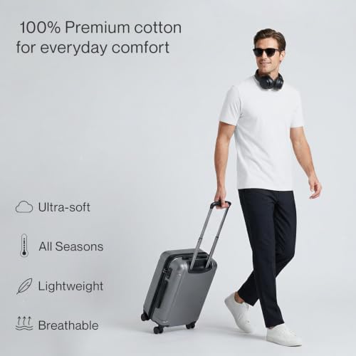 Image of 100% Cotton Premium Crew Neck T-Shirt, Classic Tee for Men Short Sleeve | No Poking Labels, Ultra-Soft, Breathable, Everyday Essential, All Day Active Wear