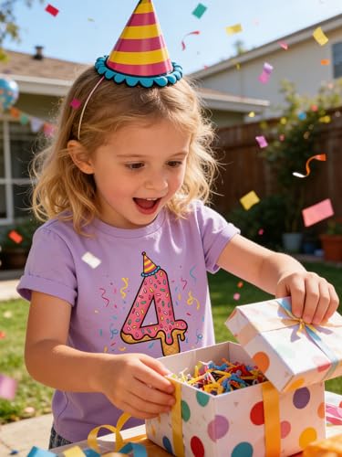 Image of Lovekider Girls Birthday T Shirts Cotton Short Sleeve T-Shirts Tee Party Clothing 3-6 Years