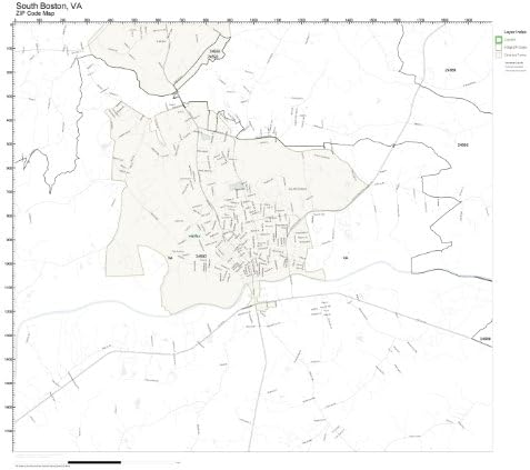 ZIP Code Wall Map of South Boston, VA ZIP Code Map Not Laminated