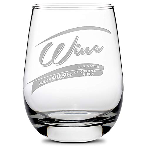 Integrity Bottles Premium Wine Glass - Corona Killer Parody Stemless Drinking Glasses