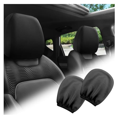 2PCS Car Headrest Cover,Stretchy Fabric Car Seat Headrest Cover for Protect & Avoid Scratches,Removable Head Rest Covers for Car Seat Suitable for Most Car Headrest Accessories (Black)