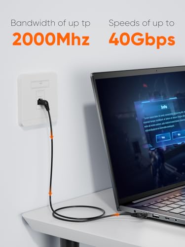 CableCreation 40Gbps 2000Mhz CAT8 Ethernet Cable, 360° Rotation CAT8 LAN Network Cable with RJ45 Shielded Connector, Highly Speed Patch Cord for Gaming, PS5, Router, Modem, PC, 3.3 Feet/1M