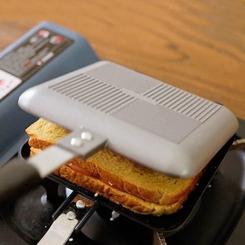 Trintion Sandwich Toaster Mold Non-Stick Aluminum Sturdy Handle Double Sided Frying Pan for Stovetop Use