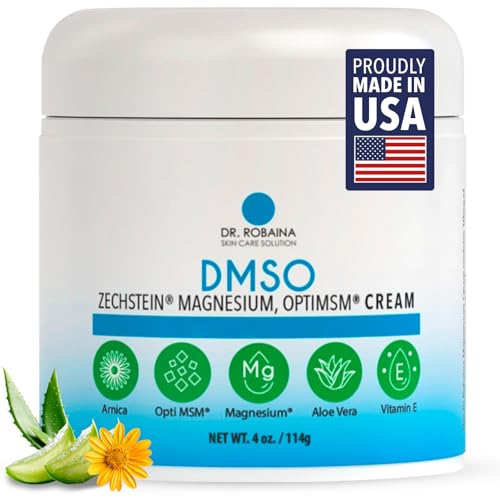 Dr. Robaina DMSO Cream - 99.9% Pure DMSO Pharmaceutical Grade | Formula with Zechstein Magnesium Arnica Aloe Vera Vitamin E - 4 oz