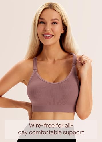 Image of Angelhood Nursing Bras for Breastfeeding, Criss-Cross Back Nursing Sports Bra, Low Impac Support Yoga Maternity Bras