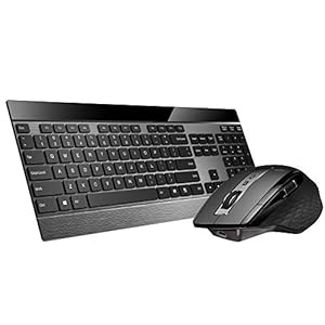 Rapoo 9900M kabelloses Tastatur-Maus Set Wireless Deskset 3200 DPI Sensor wiederaufladbarer Akku flaches Aluminium Design DE-Layout QWERTZ PC & Mac – schwarz
