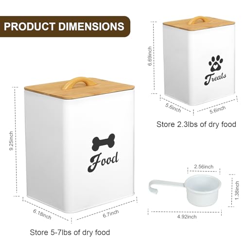 Dog Treat Container 2PCS, Dog Food Storage Container with Lids Airtight, Dog Treat Jars for Kitchen Counter-7+3Lbs, Small Dog Cookie Jar for Storage, (Upgraded) White - Image 5