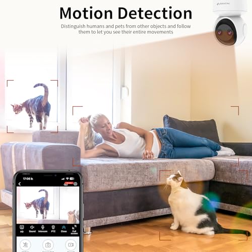 Image of VSTARCAM Indoor Security Camera,2K HD 360 PTZ Dog Pet Camera with Phone APP, Night Vision, 2-Way Audio, Hybrid Zoom, 2.4G WiFi Dual Monitor, 7 /24 Recording, Cloud /SD Card Storage (CS49D)