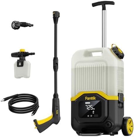 Fanttik NB8 Ultra Cordless Pressure Washer w/4.0 Gal Tank, Max 725PSI Electric Power Washer with 5-in-1 Nozzle, 20FT Hose, Adjustable Pressure, Power Cleaning for Car Washing, Patio
