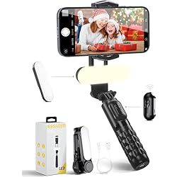 Palo Selfie Automatico ESSAGER Estabilizador de Cardán para Teléfono Inteligente, Cardán con Luz de Relleno Desmontable y Control Remoto, Palo Selfie Cardán Portátil para Video Vlog, Compatible con Android/iOS