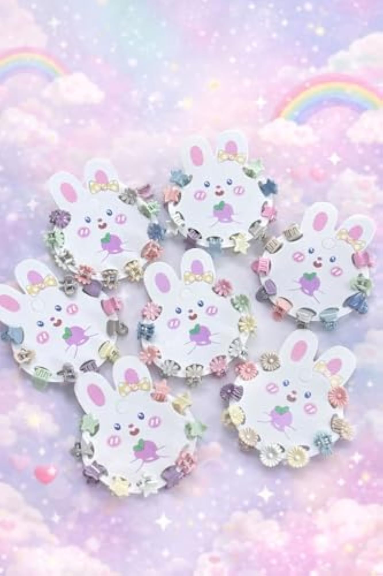 Mini Hair Clips Set, Kawaii Pastel Flower, Star & Butterfly