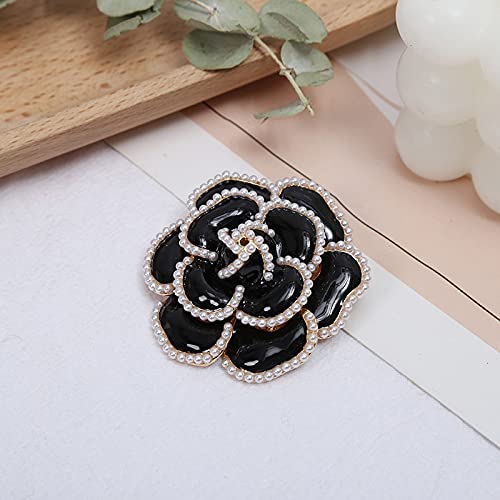 Aslike Flower Brooch Pearlescent Black Petal Elegant Exquisite Art Brooch For Women Wedding Banquet Anniversary Brooch #TOP2