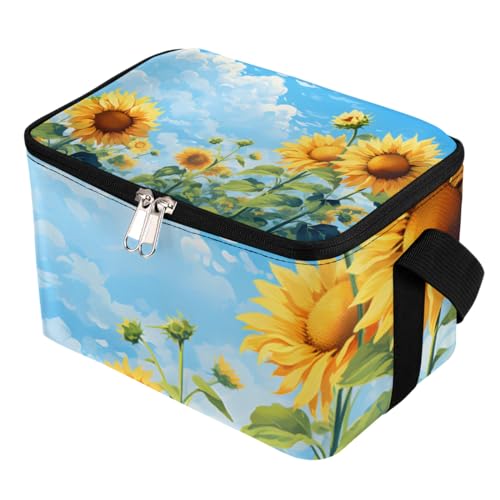 GzLeyigou Lunch Bags for Women Men 9 Cans,Sunflowers Floral Hot & Cold Food Delivery Bag Insulated Grocery Bag Insulated Lunch Box Field Sunflower Cooler Bag for Office Work Picnic Beach