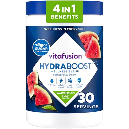 Vitafusion Hydraboost Hydration Drink Mix, Electrolytes Support Daily Hydration, Vitamins Support Cellular Energy & Immune Health, Prebiotic Fiber Supports Gut Health, Watermelon Blast, 30 Servings - image 1