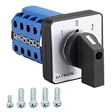 Baomain LW28-20 Rotary Cam Switch, 660V 20A ON-Off-ON 3-Position Changeover Control Switch, 16 Terminals, Industrial Selector Switch for Control Panel