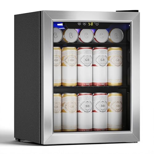 COWSAR 1.7 Cu. Ft Mini Beverage Refrigerator, 68 Cans, 16 Bottles Compact Drink Cooler with Glass...
