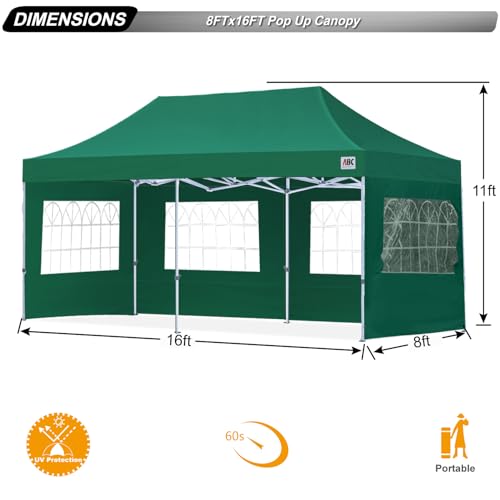 Image of ABCCANOPY Pop up Canopy Tent with Elegant Church Window 8X16,Forest Green
