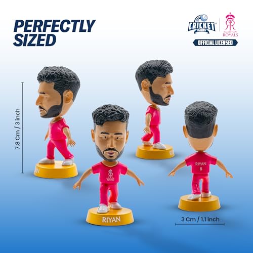 Image of Action Figure, IPL Edition 360 Rotatable Head, Cricket Player for Fans & Collectors (3 Inch Riyan Parag)