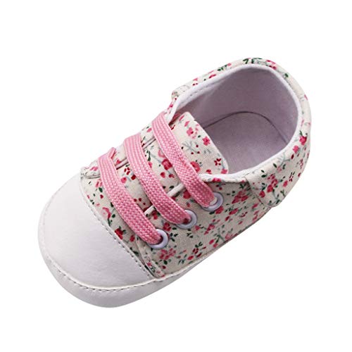 Shybuy Children Tennis Shoes, Newborn Kid Girls Boys Crib Shoes Soft Sole Anti-Slip Baby Sneakers Toddler Shoes (Beige, 0~6 M)