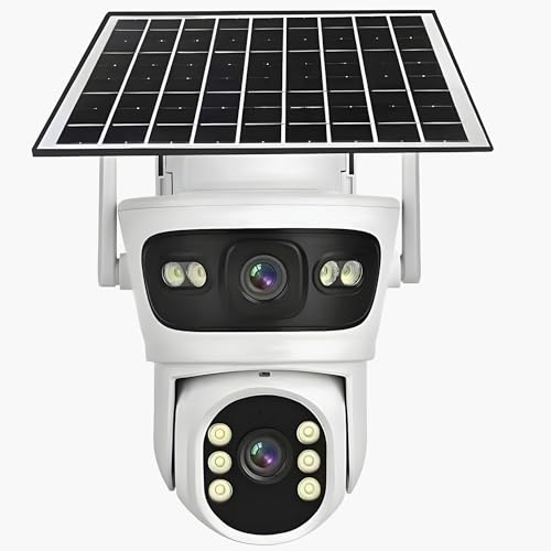 Image of TechEase Solar 4 /5G SIM Based 6MP Dual Lens Outdoor CCTV Camera -Solar Camera Outdoor Weatherproof Always On Video Security Surveillance for Agriculture | Remote Area | Construction Site |