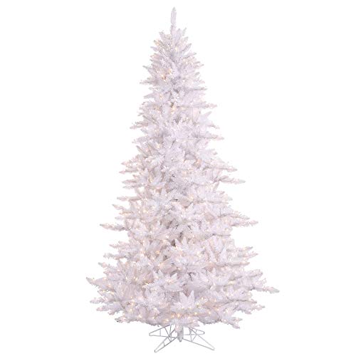Vickerman 7.5' White Fir Artificial Christmas Tree, Warm White Dura-lit LED Lights, Seasonal Indoor Home Decor