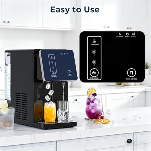 Image of Electactic Compact Bullet Ice Maker & Water Dispenser, 26lbs /24h, 6-Min, Low Water, Ice Making, and Ice Full Indicators, 3.3L Tank, 1L Bin, for Kitchen Office Party.