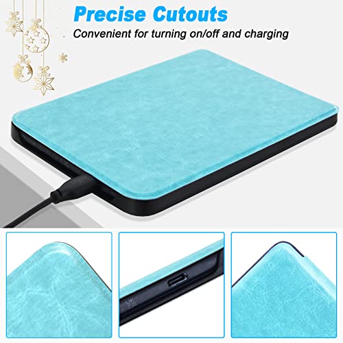 Image of DMLuna Case for Kobo Clara BW (Model N365) / Clara Colour (Model N367) / Clara 2E 6 inch, Ultra Slim Lightweight Folio Premium PU Leather Protective Cover with Auto Sleep /Wake Function, Sky Blue