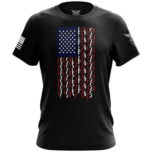 We The People Holsters - American Flag in Guns - Patriotic Colors - American Gun Shirt - Men's Short Sleeve T Shirt - Gun Enthusiast Shirt - American Flag Patriotic Shirt - Black - L