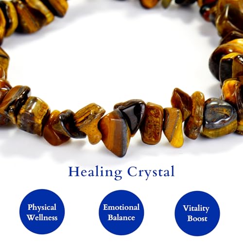 Bracelets for Men & Women - Natural Gemstone Raw Beads Stretch Bracelet, Irregular Chips Healing Crystal Jewelry. Anxiety Relief for Stress & Negative Energy Protection. - Image 3