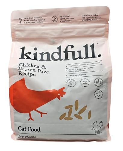 Kindfull Chicken and Brown Rice Dry Cat Food, 3 Pound Bag