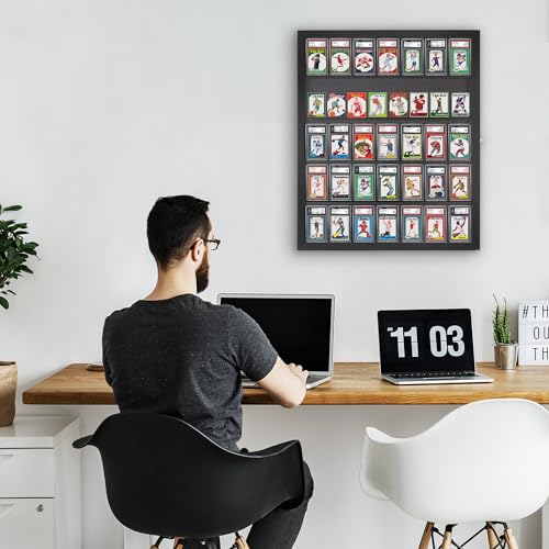 Americanflat 24x31 Baseball Card Display Case Lockable - Holds Up to 35 Collectible Cards - All-Star Collection - Wall Mount Trading Card Display Frame with Polished Plexiglass - Black Finish by Americanflat - Image 6