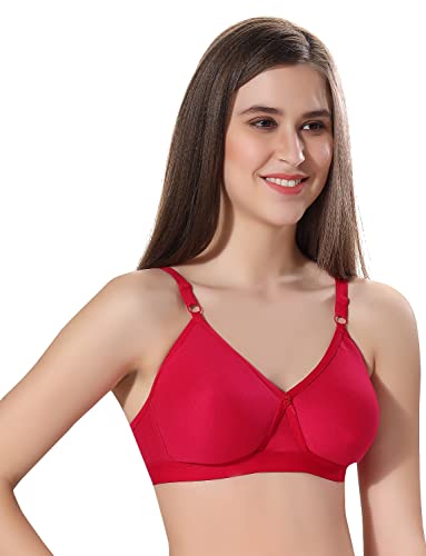 Image of Fabme Women's Cotton Seamless Non-Padded Non-Wired Bra, Cross Belt, Heavy Support, Double Layer Cups, Broad Elastic Bra