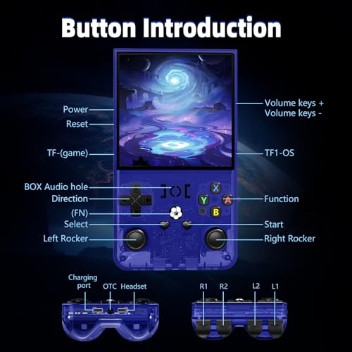 Image of R36MAX Retro Handheld Game Console, 4.0 Inch IPS Screen, 64GB Memory, Portable Arcade Video Gaming Console Gift for Adults, Lake Blue